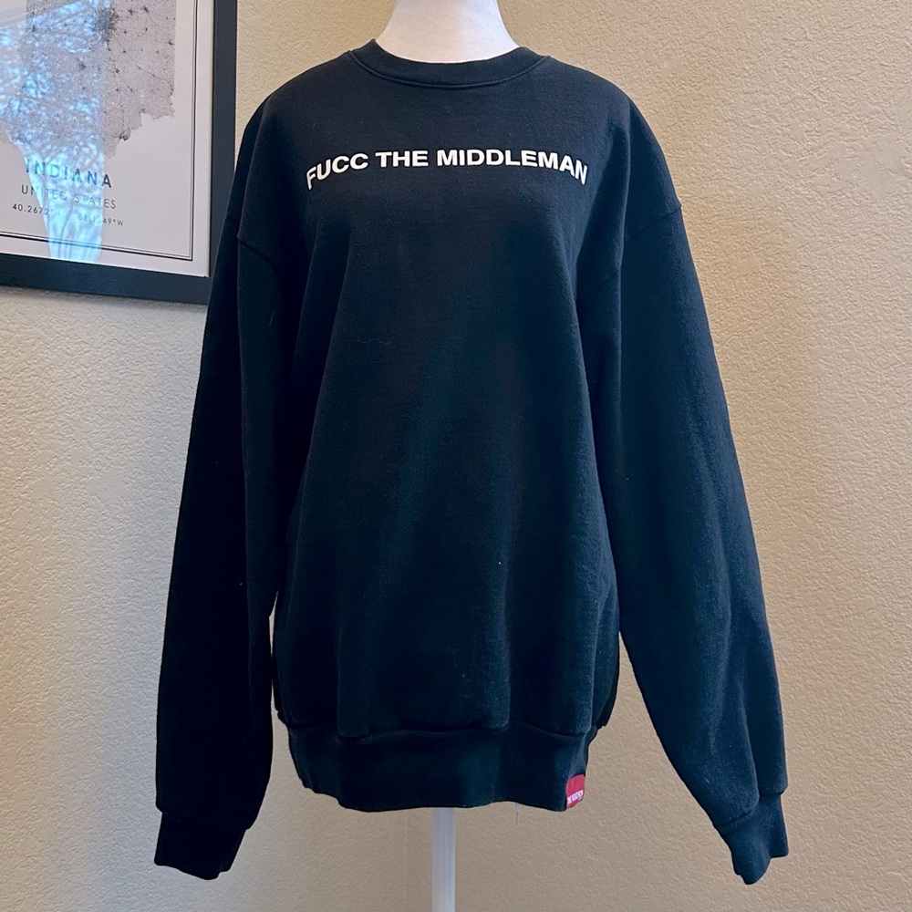 Black Graphic Crewneck Sweatshirt - FUCC THE MIDDLEMAN